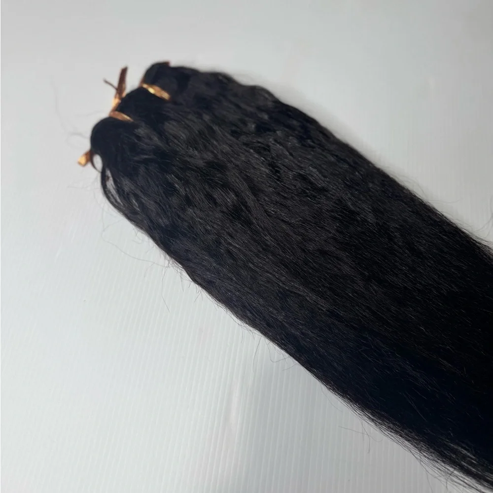 30 in Kinky Straight 100% Human hair Black Color 50 Grms